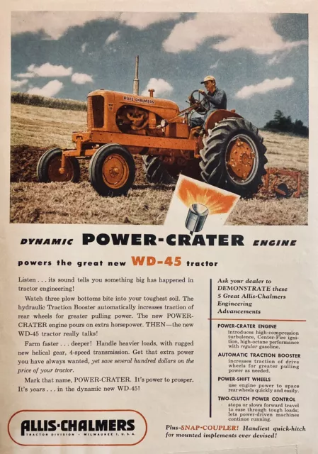 1953 Ad(Xh63)~Allis-Chalmers Co. Milw., Wis. Wd-45 Tractor W/Power-Crater Engine