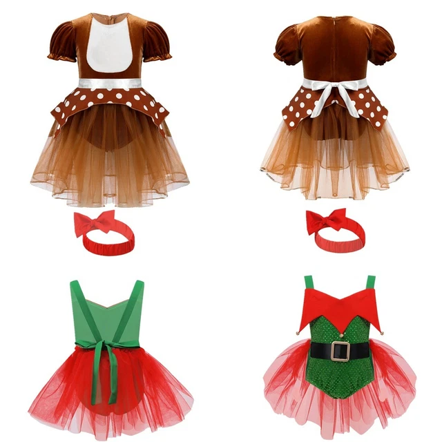 Baby Girls Romper Christmas Elk Costume Reindeer Elf Fancy Dress Up Outfits Xmas