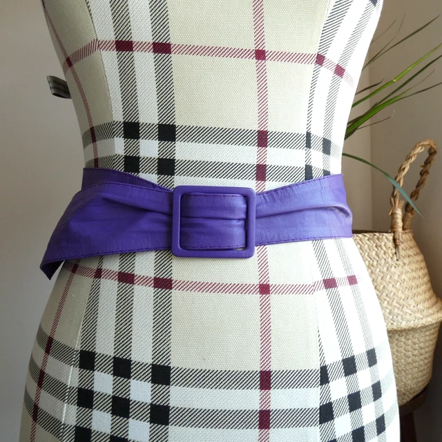 Cincher cintura vintage monsoone viola in pelle vita morbida anni '80 Made in England