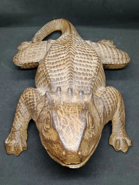 Antique Cast Iron Horned Lizard Doorstop HUGE 16" Long Folk Art