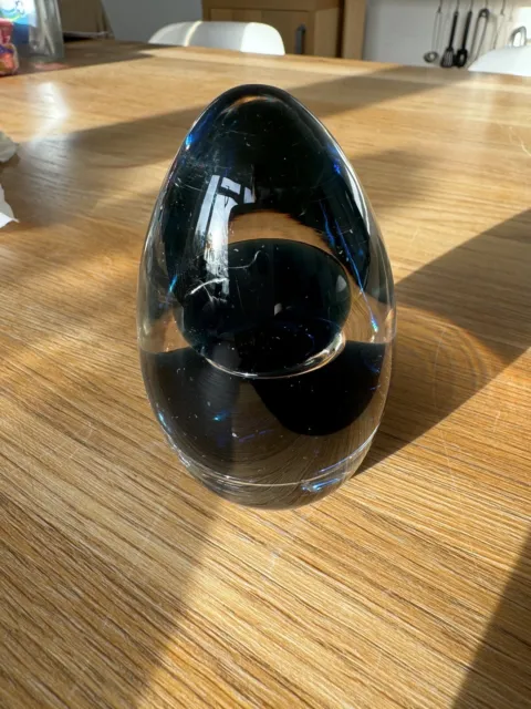 Vintage Paperweight Art Glass Wedgwood Blue Bubble Egg Shape