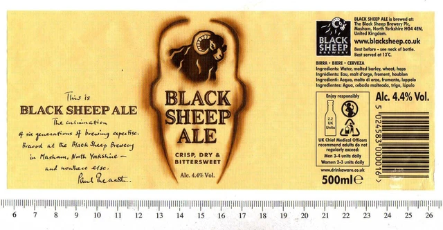 UK Beer Label - Black Sheep Brewery - Yorkshire - Black Sheep Ale