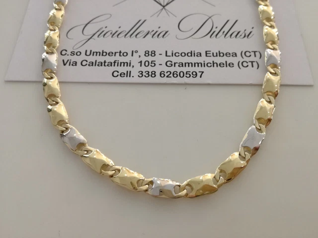 Collier Ras Du Cou En Or Blanc 18K Massif – Chaîne Maille Homme/femme – Neuf Avec étiquettes