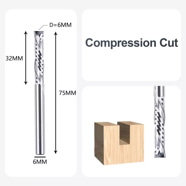 Coupe Fraises En Spirale Tige De 6 Mm Coupe 6 Mm X 32 Mm Bit De Compression 3