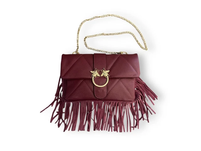 Borsa Vintage con frange in pelle scamosciata