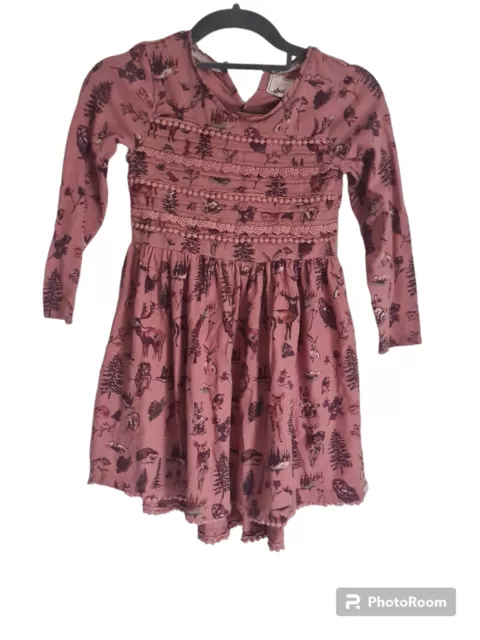 Girls Beautiful Dress Size 7-8 Forest Animals