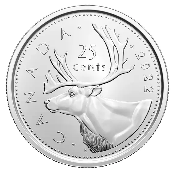 2022 Canada 25 cent Caribou quarter brilliant uncirculated frm first strike roll