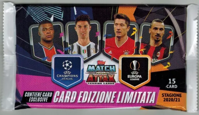 Match Attax Champions League 2020-21 Pack 14 Cards + 1 Bronze LE Italian Ed.