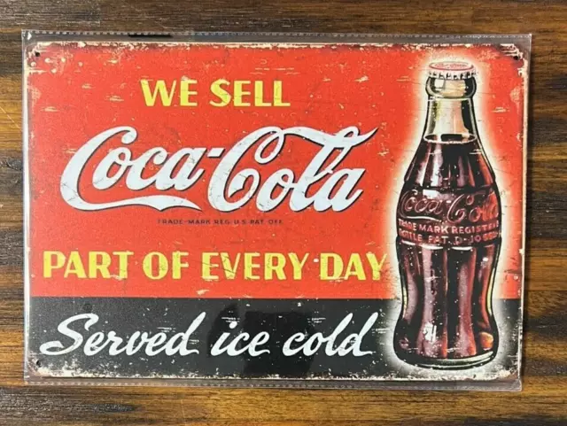 Coca-Cola Vintage Novelty Metal Sign 12" x 8" Wall Art We Sell Coca-Cola