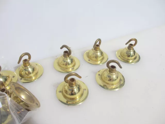 Retro Brass Ceiling Light Holder Hook Hanger Bracket Rose Old Vintage - £10each 3