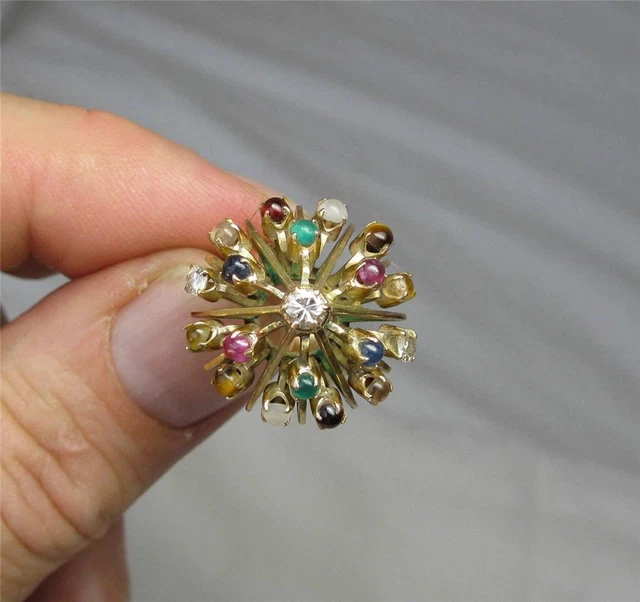 MERAUDE RUBIS SAPHIR Diamant Princesse Bague 18K Or Tigres Eye