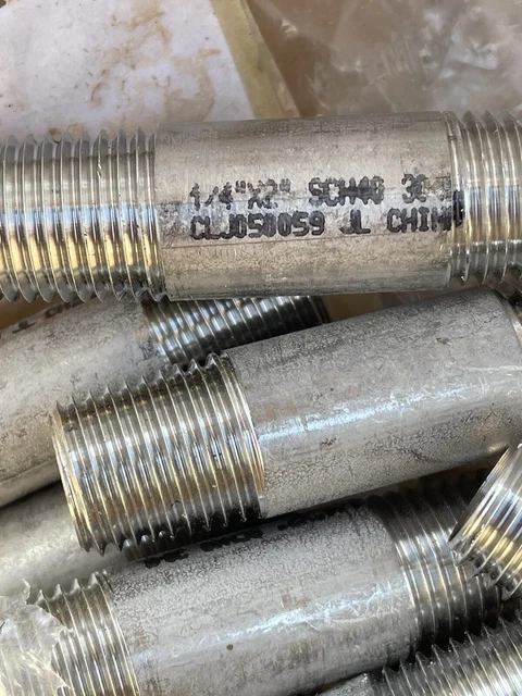 5 x     1 /4" X 3" Threaded NPT Pipe Nipple S/40 (STD) Welded 304/L Stainless
