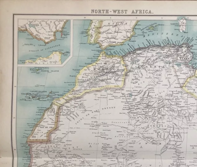 Original/Antique/1902/Map/Northwest Africa/Bartholomew/Print 2