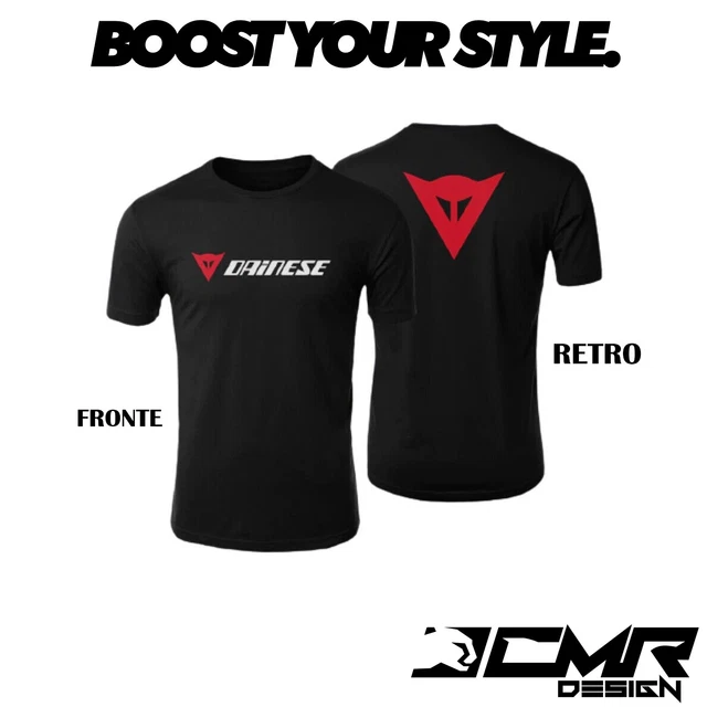 T-Shirt Dainese Maglietta Moto Bici Cross Uomo Donna Maniche Corte Bianca Nera
