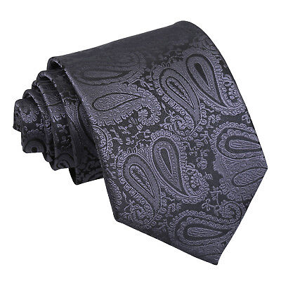 Cravatta da uomo grigio antracite cravatta intrecciata floreale paisley classica cravatta da matrimonio di DQT