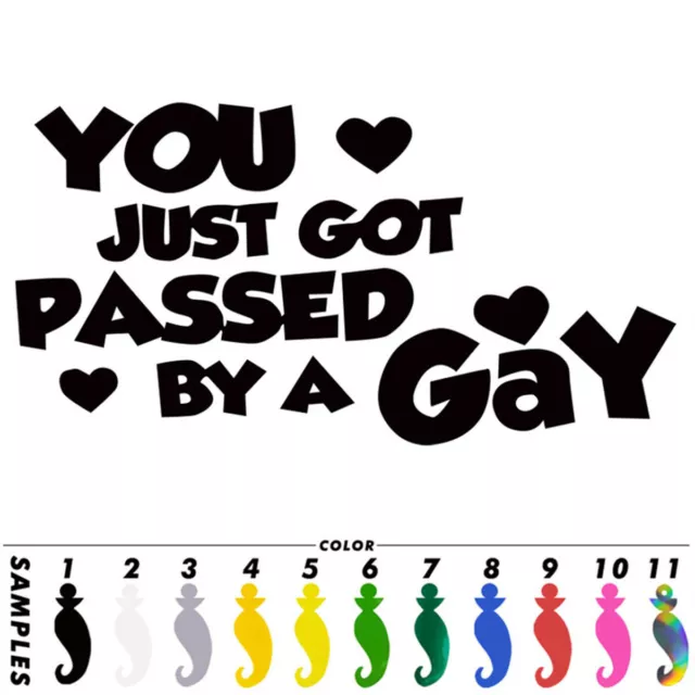 2PCS YOU JUST GOT PASSED BY A GAY Window Door Bumper Decal Vinyl Wall Sticker