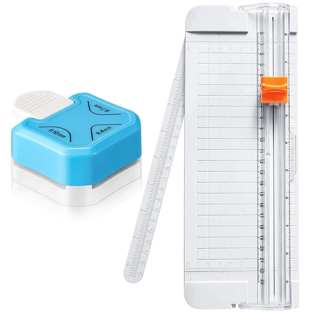 2 Pieces Paper Cutter And 3 In 1 (4 Mm 7 Mm 10 Mm) Corner Rounder Punch Set Po