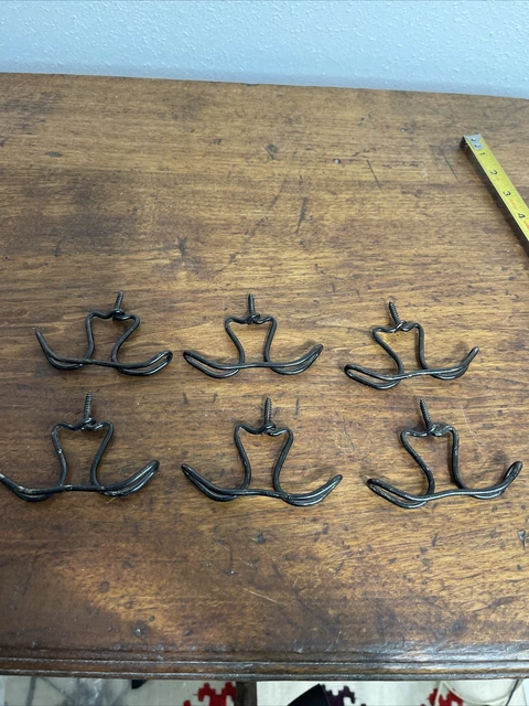 Vintage Lot of 6 Undershelf Dual Wire / Rod Coat Hooks