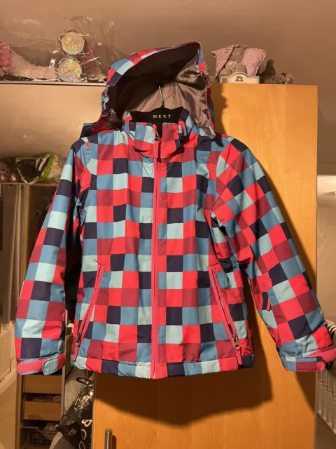 Girls short coat jacket age 8 by Crane lightly padded zip pockets With hood