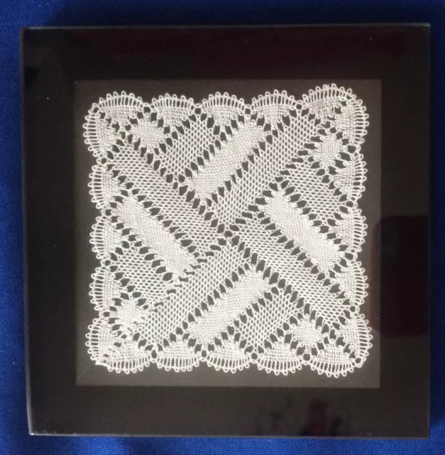 Torchon Lace Glass Coaster Kit. 4 Original Design by Harlequin Lace Lacemaking