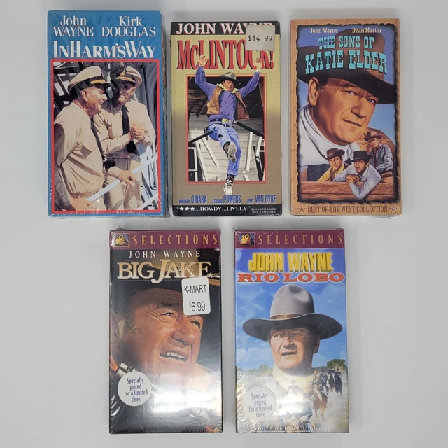 LOT OF (5) John Wayne VHS Cassette Tapes Western Movies Sealed