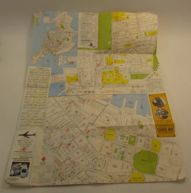 Vintage 1975 Hong Kong Orientation Mini Map Travel AOA Currency Exchange Rates