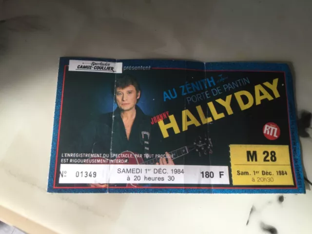 Rare / Ticket Billet De Concert - Johnny Hallyday : ( France ) 1984 2