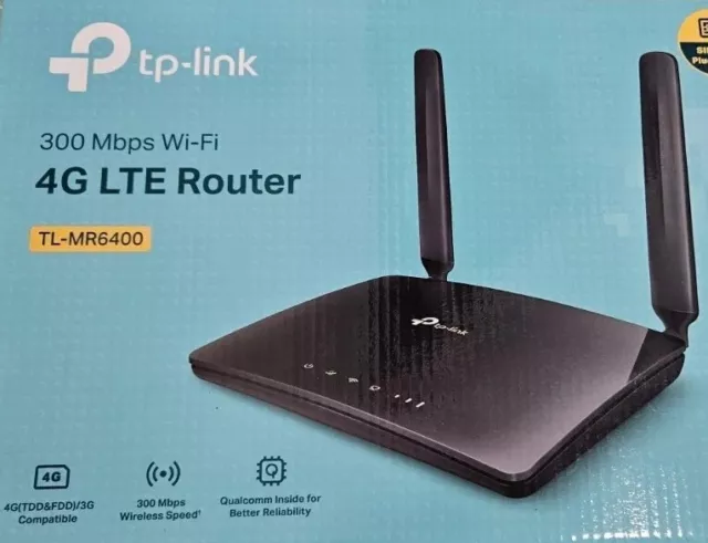 TP-Link TL-MR6400 300 Mbit/s N 4G LTE WLAN-Router NEU - Schwarz Sim-Karte