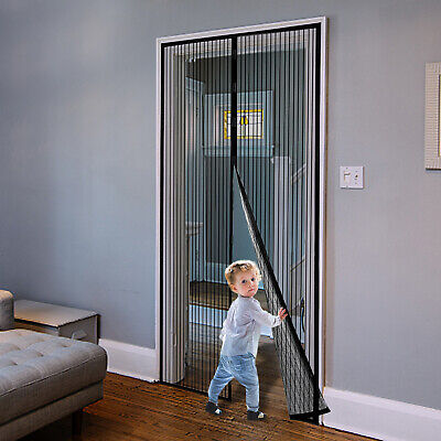 Mosquitera puerta imán cortina magnética protección contra insectos negro balcón 100 x 220 cm