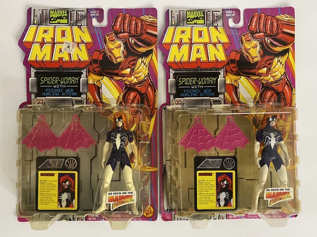 Toy Biz Marvel Comics 1994 Iron Man SPIDERWOMAN Action Figure NEW MOC Lot Of 2