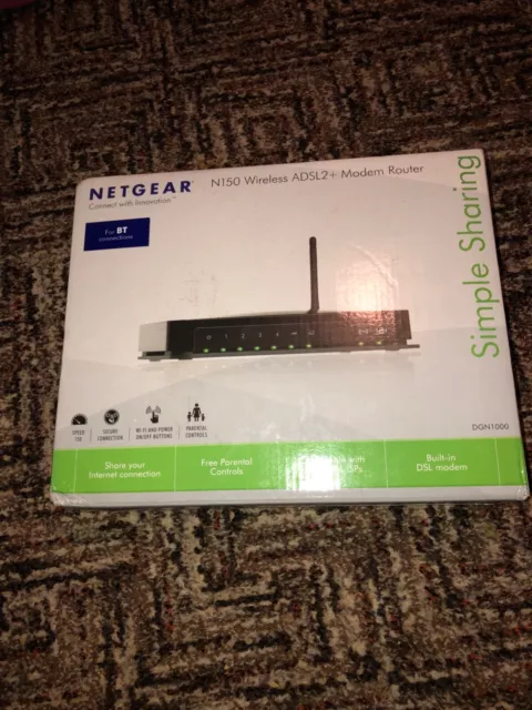 Excellent NEW Netgear N150 DGN1000 Wireless-N Router with Built-in ADSL2+ Modem