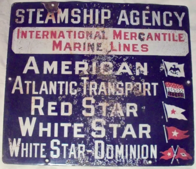IMM International Mercantile Marine vtg sign 17x15" ORIGINAL - JP Morgan/Titanic