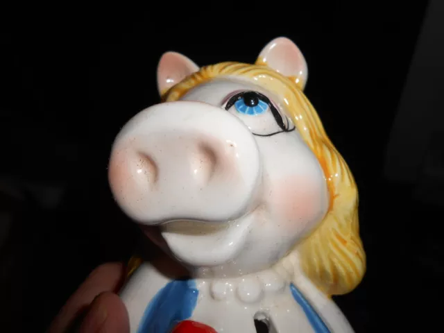 Vintage MISS PIGGY BANK - hand painted ceramic SIGMA made in Japan Nose Variance