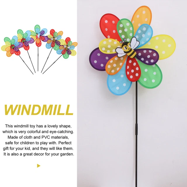 5Pcs Doppel Schicht Windmühle Spielzeug Sunflower Windrad Wind für Hof 6