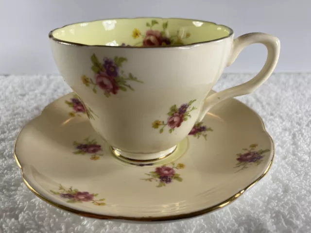 Vintage EB Foley 1850 Bone China Floral Tea Cup & Saucer Made in England 3113 2