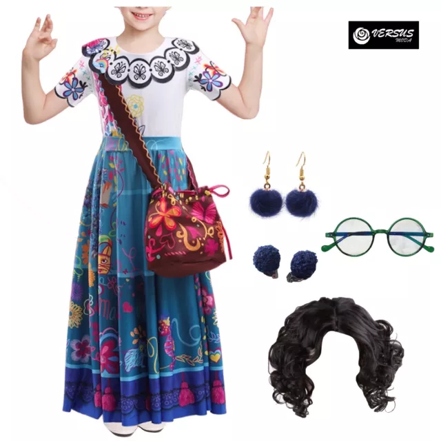 Simil Mirabel Costume Carnevale Bambina Encanto Vestito Cosplay Dress ENCANTO09