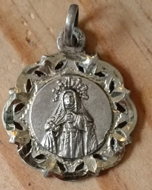 Médaille Religieuse Ancienne Poinçon Vierge Marie