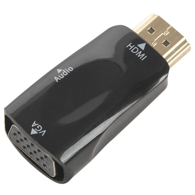 1080P  Male to VGA Female Adapter Video Converter with Audio Output N3 Black L6L