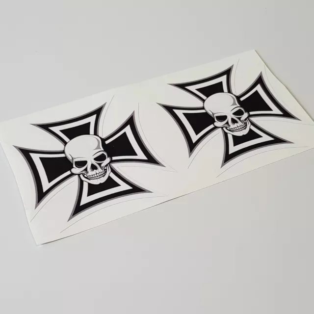 2x Eiserne Kreuz Skull Totenkopf Autoaufkleber Tuning Sticker Oldschool Shocker