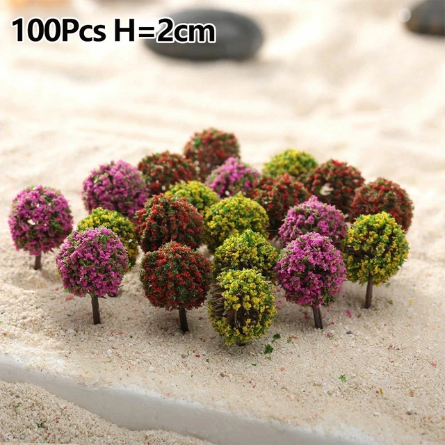 Lot De 10 Mini Arbres Fleuris Pour Maquettes, Dioramas Et Décoration - Taille 8x7 Cm - Idéal Pour Modélisme Et Bricolage