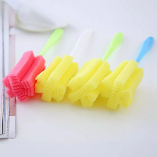 4X Sponge head cleaning cup brush Long handle brush glass bottle cleaning brush 3