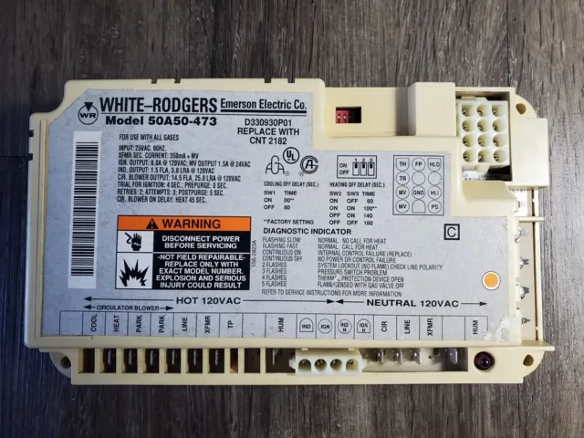 50A50-473 White-Rodgers Gas Furnace Control Board CNT2182, D330930P01