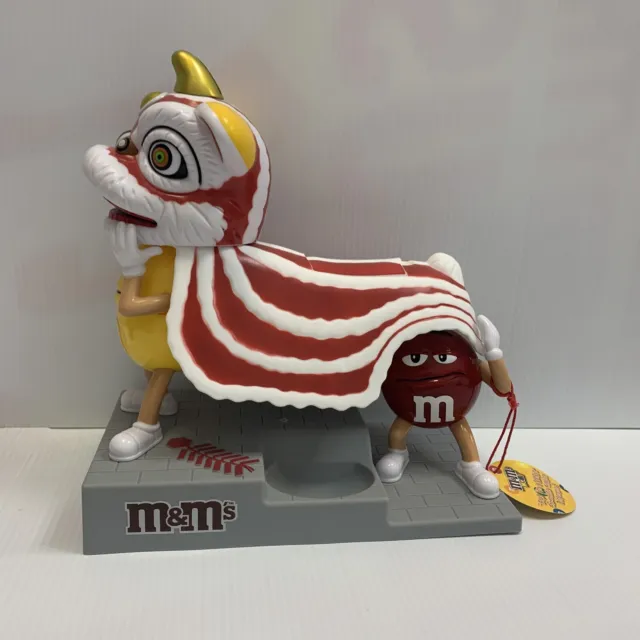 M&M's World Mars Inc. Chinese Lion Dragon Candy Dispenser Yellow Red Ltd Ed NEW