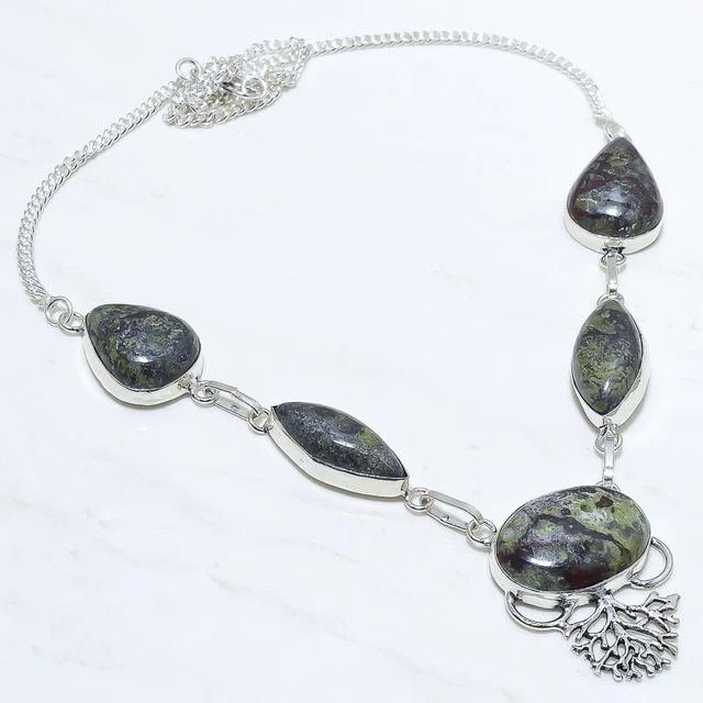 Dragon Blood Stone Gemstone Handmade Silver Jewelry Necklace 18" NLG13624