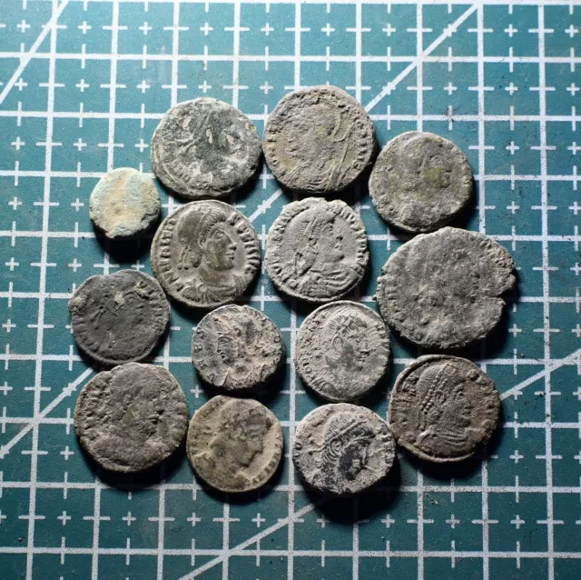 LOT of 14 Ancient Roman Coins. UNCLEANED