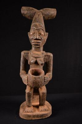 18212 Large African Authentic Yoruba Female Statue Nigeria