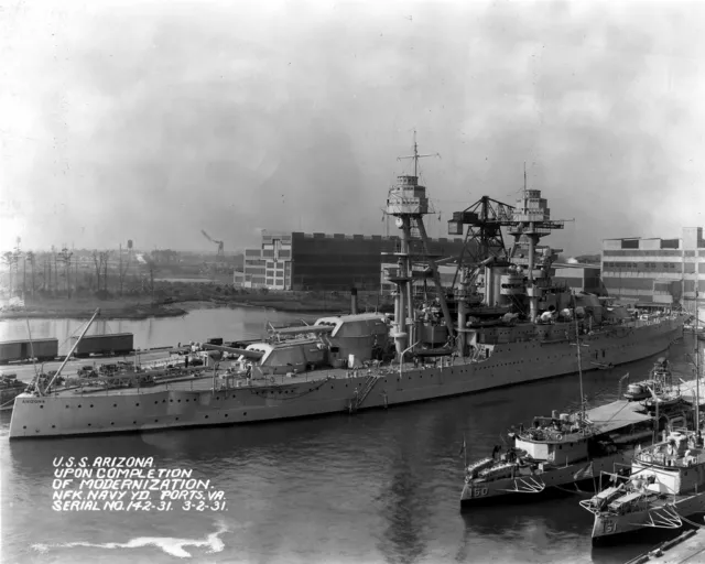 New 11x14 Photo: Starboard View of USS ARIZONA after Modernization, Virginia