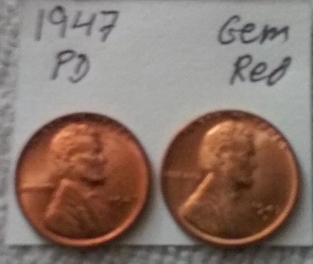 Lincoln Red Wheat Cents 1947 P & D Gem BU Nice Pennies