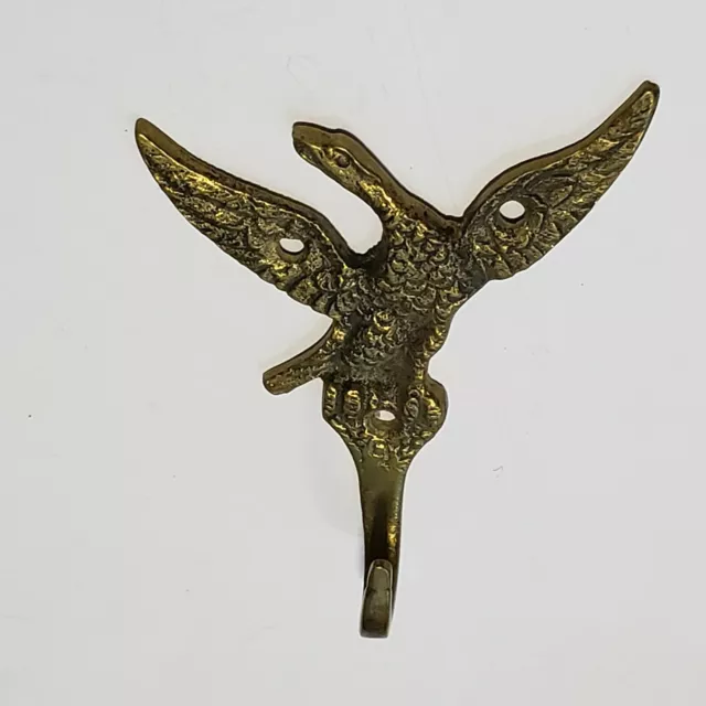 ANTIQUE Vintage Brass EAGLE Coat Hat Clothes HOOK Decor Long Neck 2