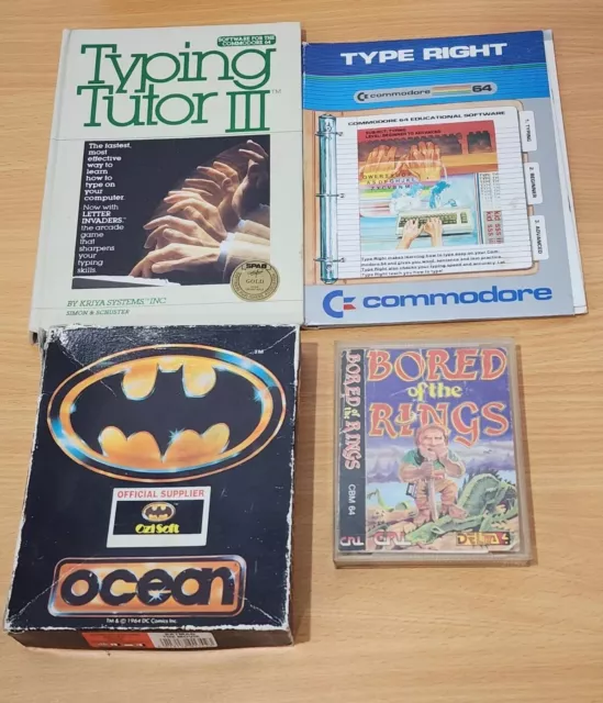 4 Various Commodore 64 C64 Game Boxes (no games) Batman, Bored of the Rings